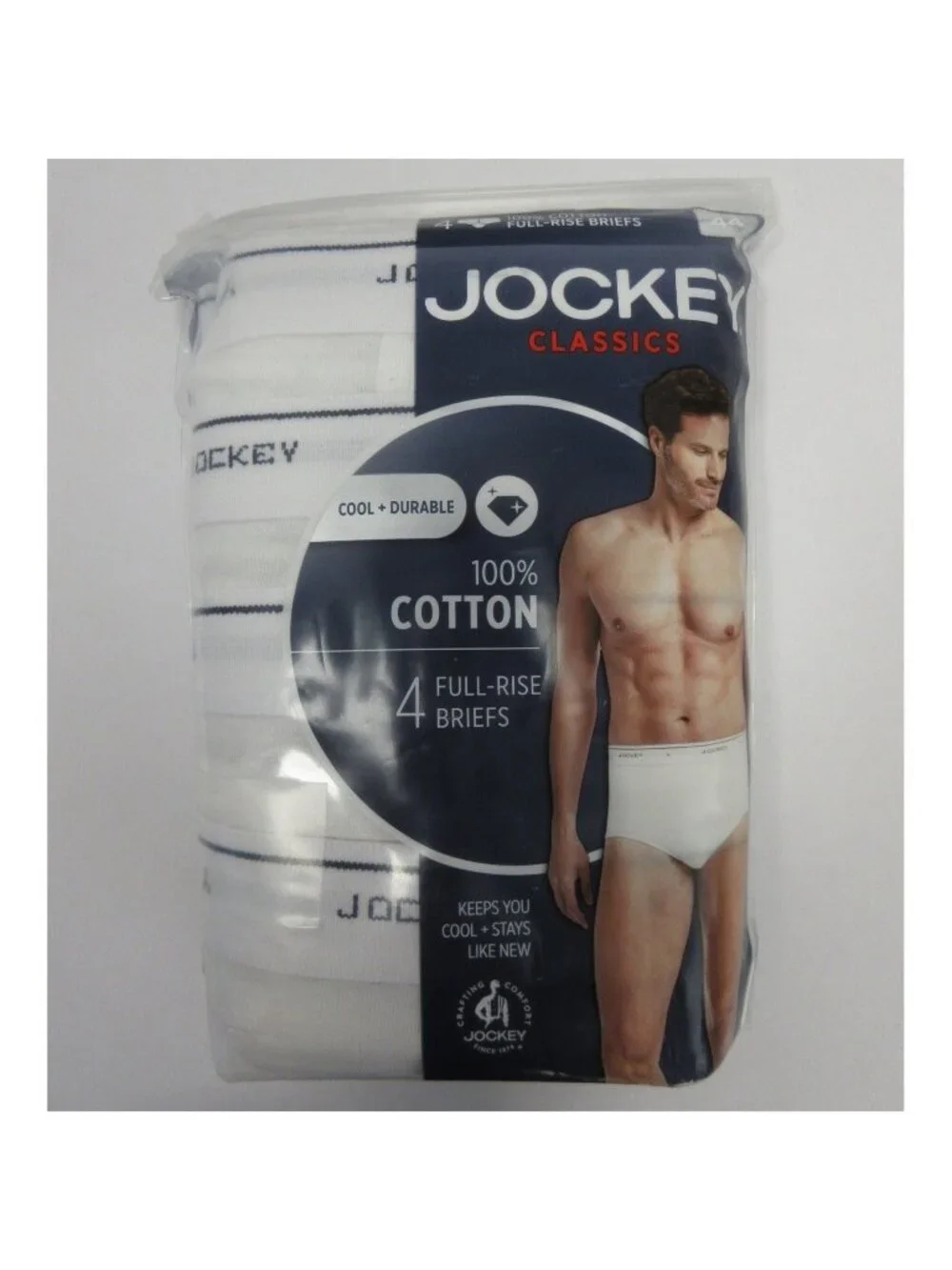 Jockey Underwear 44 4 Pack Full Rise Briefs Comfort Classic Cotton NEW